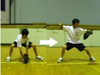 体の中心で捕球する